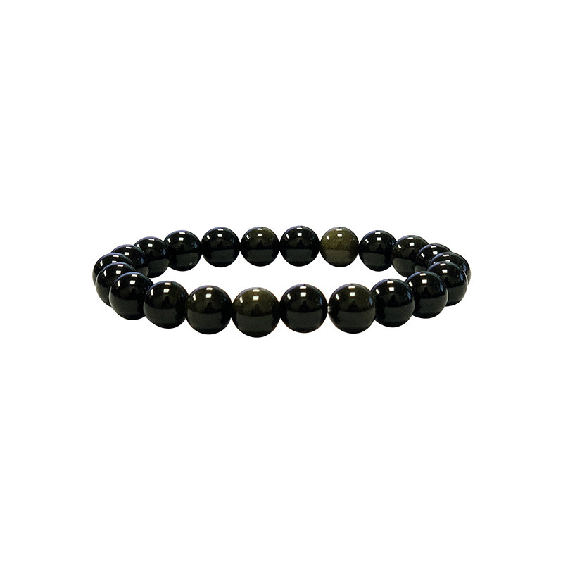 Bracelet obsidienne dorée 4, 6 ou 8 mm